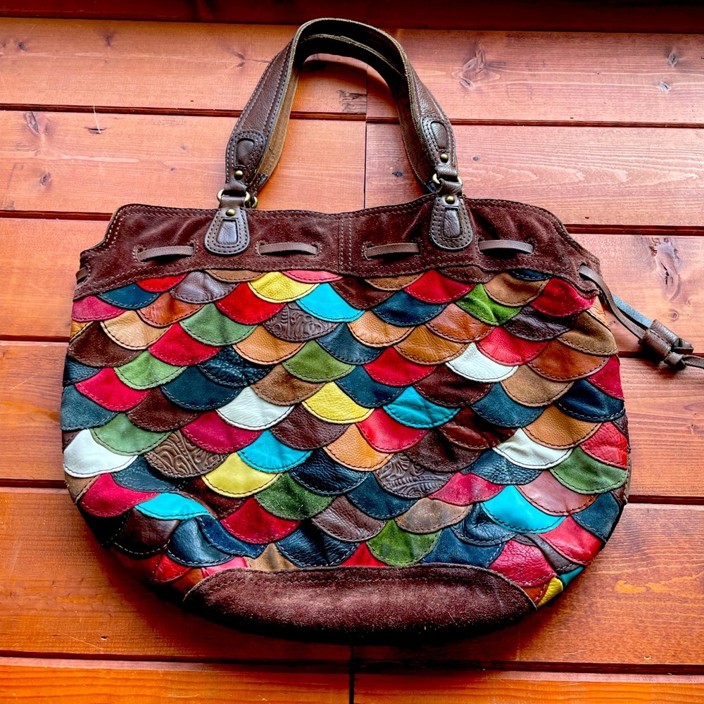 Lucky Brand leather patchwork handbag☮️